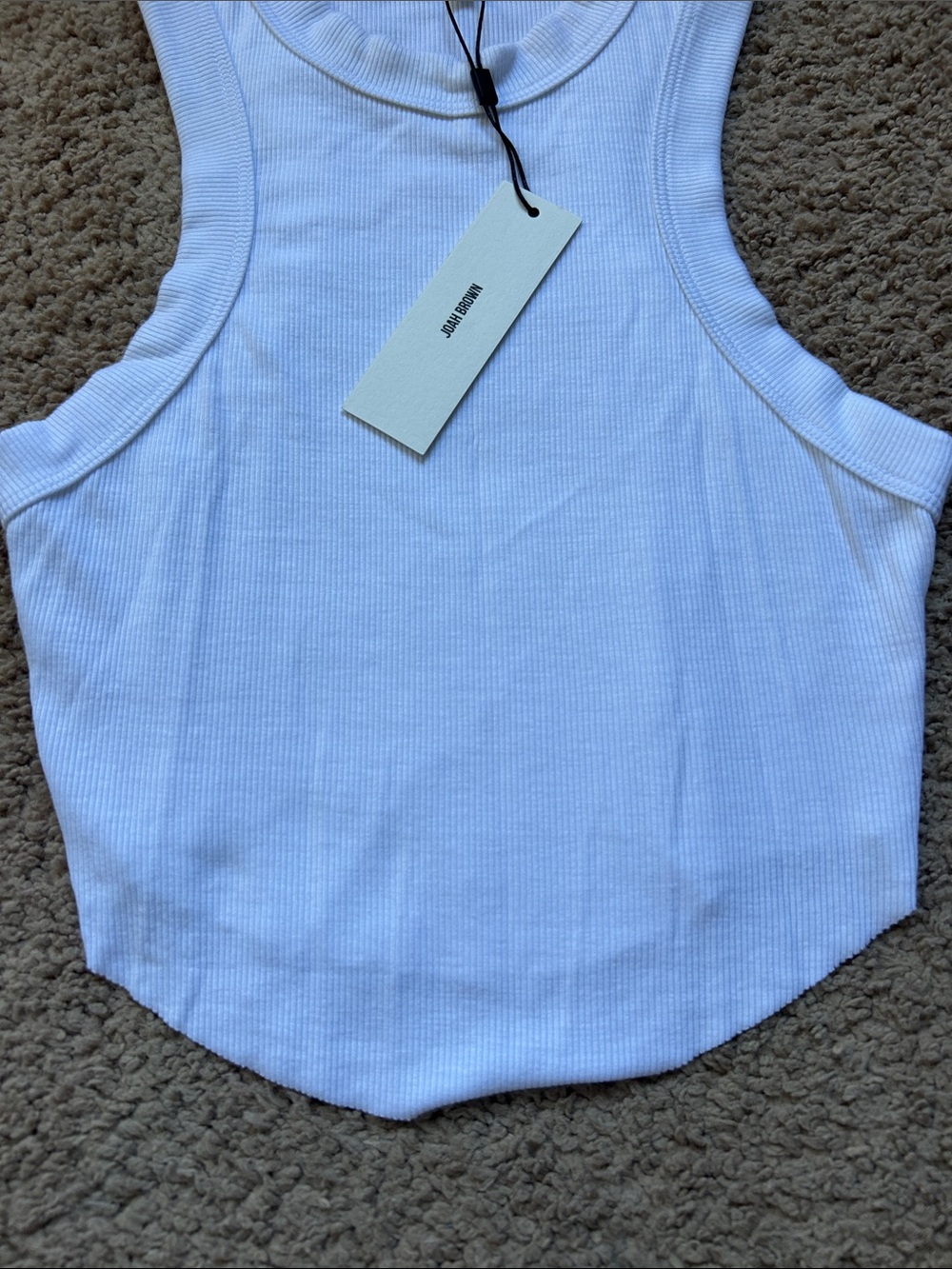Joah Brown White Ribbed Crop Tank - Picture 4 of 6
